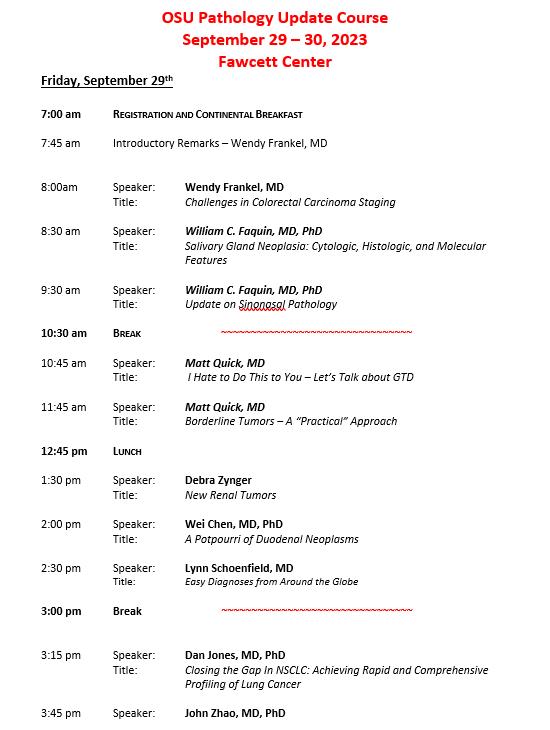 OSU Pathology Update - 9/29/2023 | Conferences | Continuing Medical ...